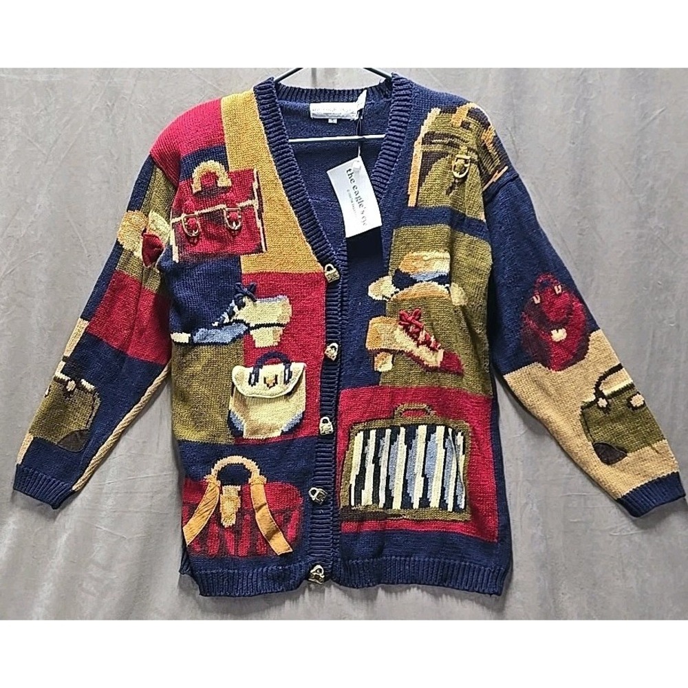 Vintage 1994 Eagle's Eye Cardigan Sweater Accessories Purse Shoes Belt Sz Small
